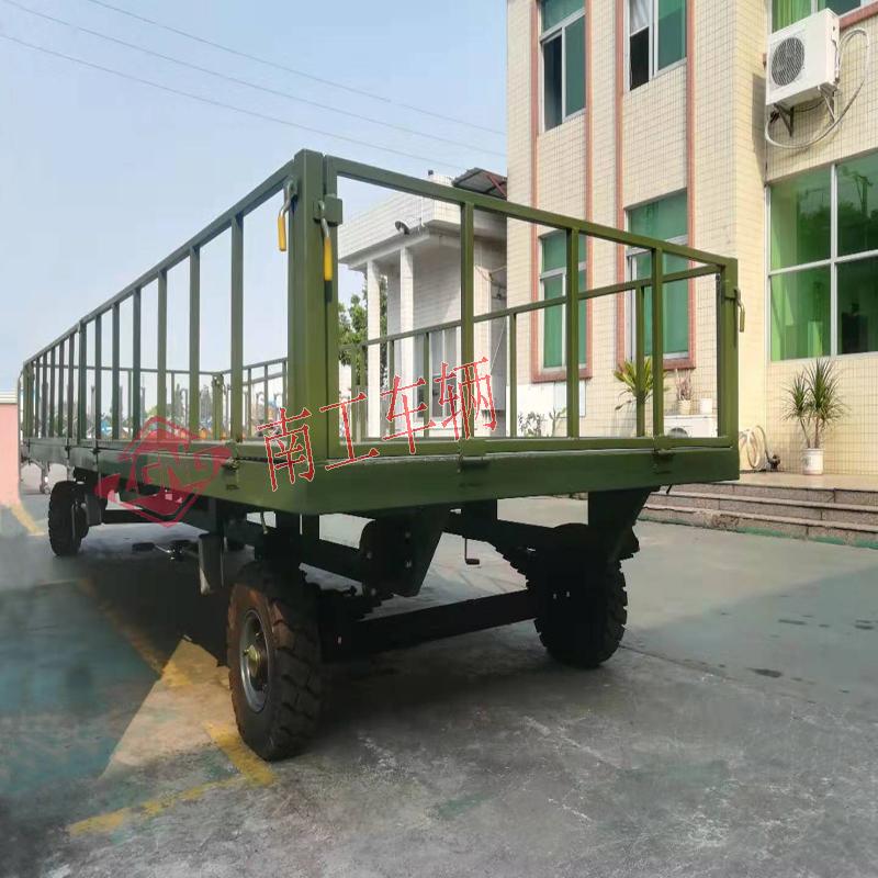 5吨护栏半岛（中国） 全挂底盘拖车 军绿色